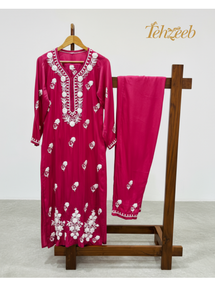 Satin Modal Ladies Set with Zardozi Work