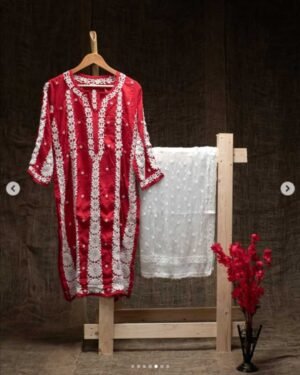 Printed Maslin Short Lucknowi Kurtis